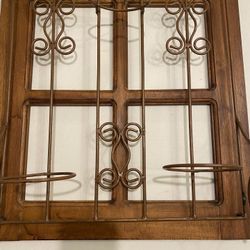 Vintage wood and metal 3 plant holder. Indoor/ outdoor decor. Rustic/ cottage/ farmhouse. Good cond.