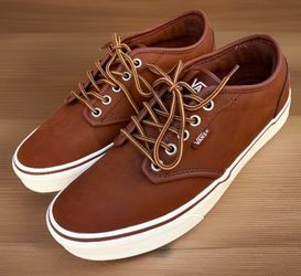 Vans Brown Leather Low-Top Sneakers
