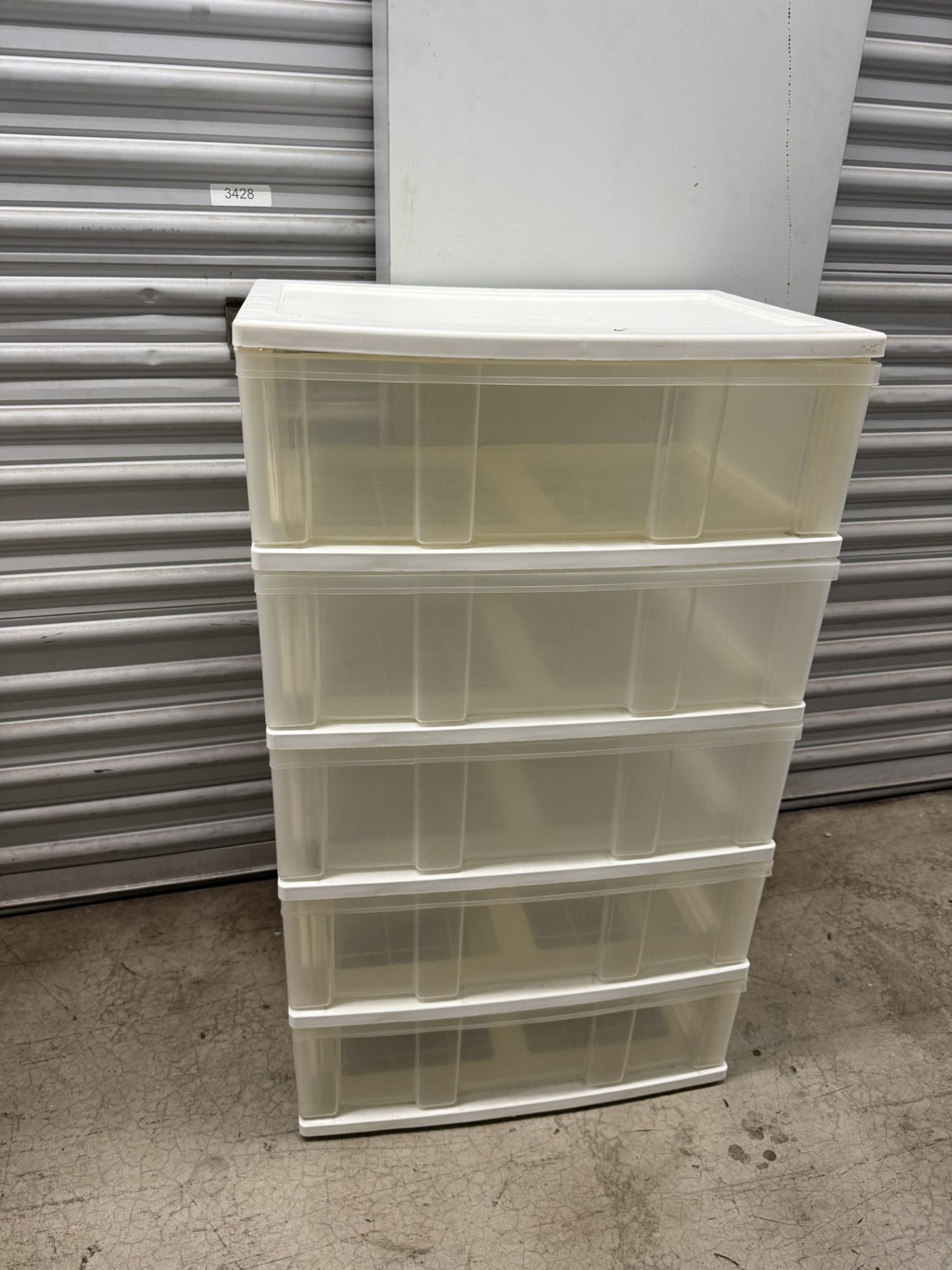Plastic Storage Drawer Unit β 5 Tier Organizer, White/Clear