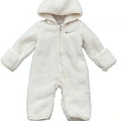 Nike baby ivory sherpa hooded coverall