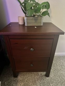 Pair of IKEA HEMNES 2-Drawer Nightstands (Dark Brown)