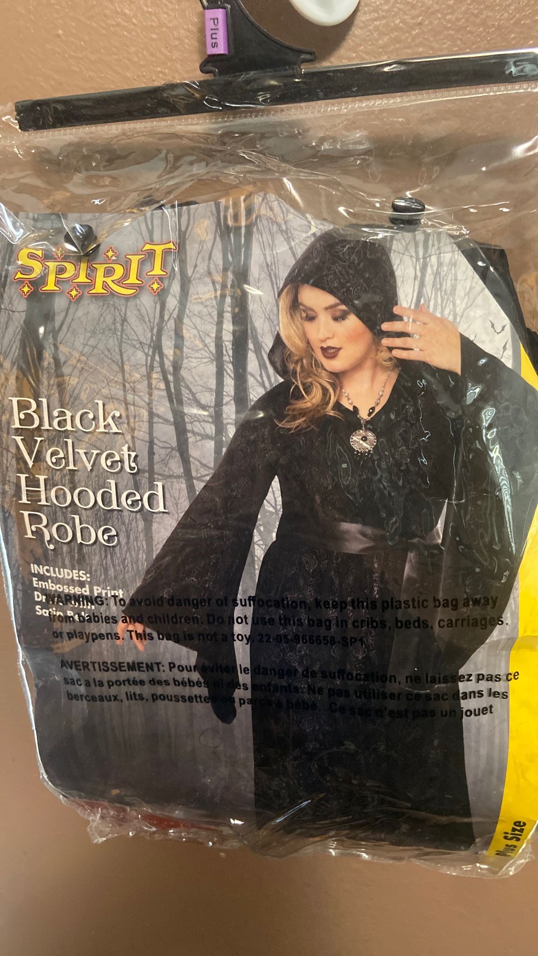 Black Velvet Hooded Robe  Adult Plus XL