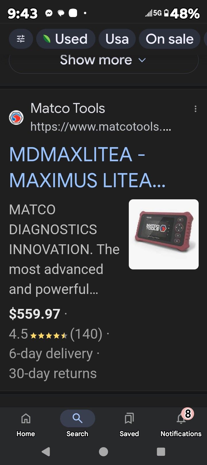 ("ON SALE ") MATCO TOOLS DIAGNOSTICS MAXLITEA !!