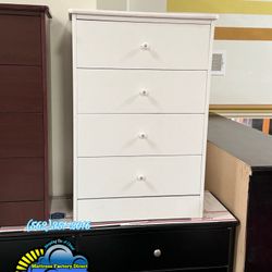 Four Drawer White Compressed Dresser New Chest 