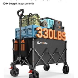 Heavy Duty Folding Utility Wagon Cart 330 lb Capacity – All-Terrain Wheels