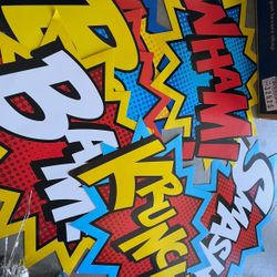 Box Of Superhero Decorations 