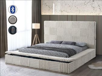 CREAM QUEEN BED FRAME