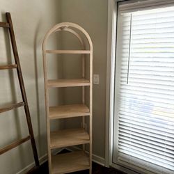 Modern Arched 5-Tier Wooden Shelf / Bookcase – Natural Wood