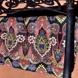 Sunbrella Multi Color Black Bench Cushion