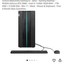Lenovo IdeaCentre Gaming 5i - 2022 - Gaming Desktop - NVIDIA GeForce RTX 3060 - Intel i5 12400-16GB RAM - 1TB HDD + 512GB SSD