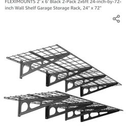FLEXIMOUNTS 2' x 6' Black 2-Pack 2x6ft 24-inch-by-72-inch Wall Shelf Garage Storage Rack, 24" x 72"
