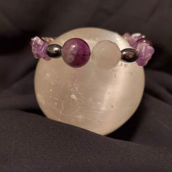 Amethyst, Rose Quartz, Hematite Crystal Healing Bracelet 