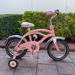 Radio Flyer Classic Pink 12 inch Cruiser For Kids Ages 2-4 12” Bicycle Kids Bike Tricycle With Training Wheels 