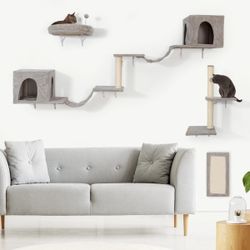 Cat Wall Shelves Furniture with Cat Tree Condo House Perch Scratcher Toy, NEW 
