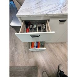 White Kitchen Island with Marble Countertop