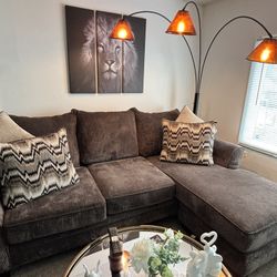 Couch/Loveseat, Arc Lamp, Tv Stand,  Mirror Coffee Table 