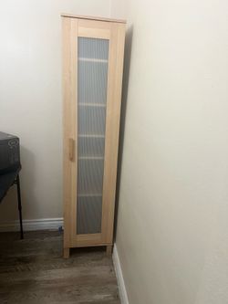 Tall Storage Cabinet / Bookcase with Frosted Glass Door