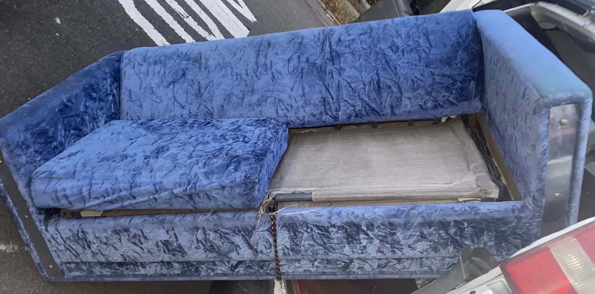 Blue Vintage Queen Sized Sofa Bed