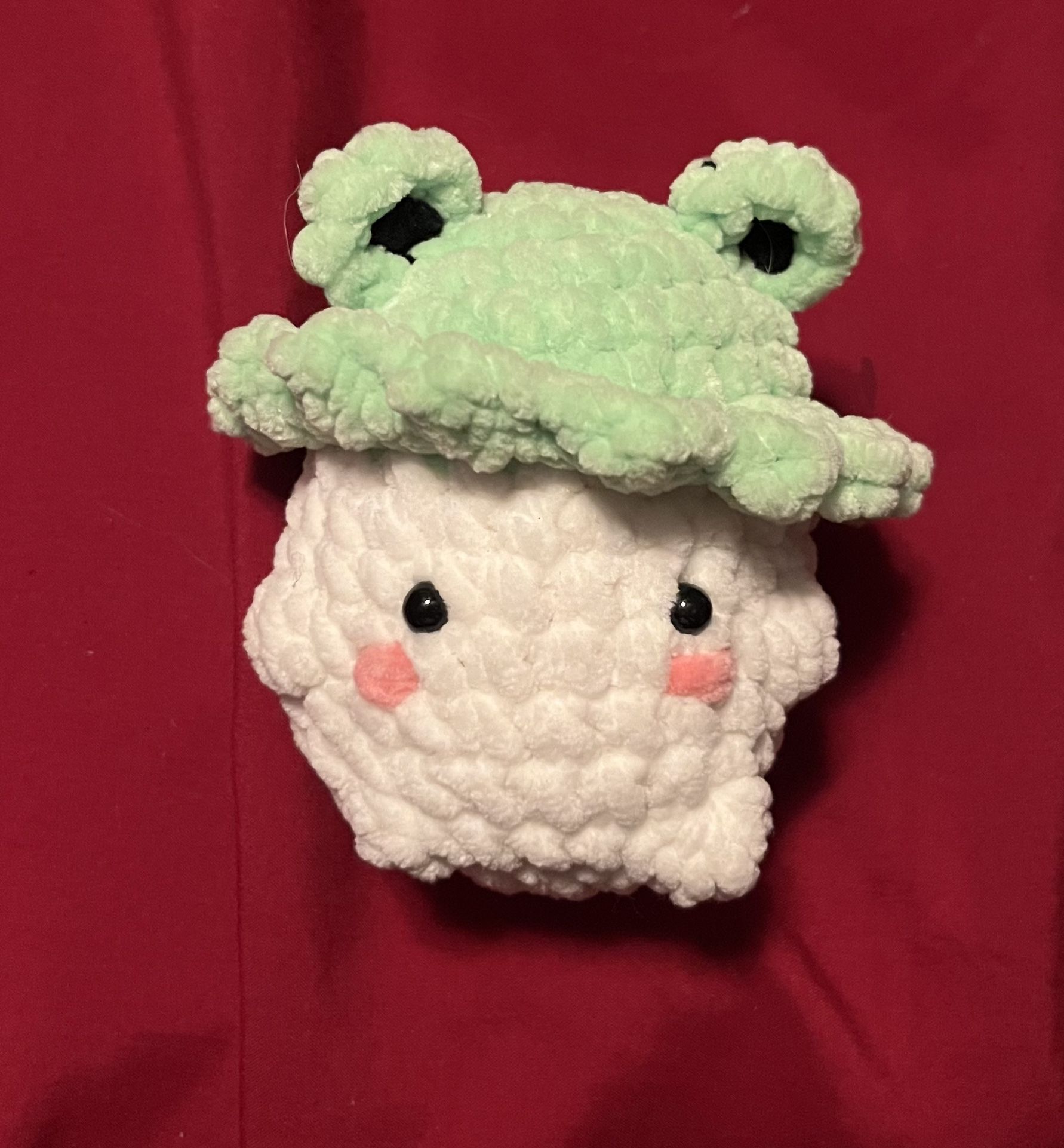Crocheted Frog Ghost Plushy