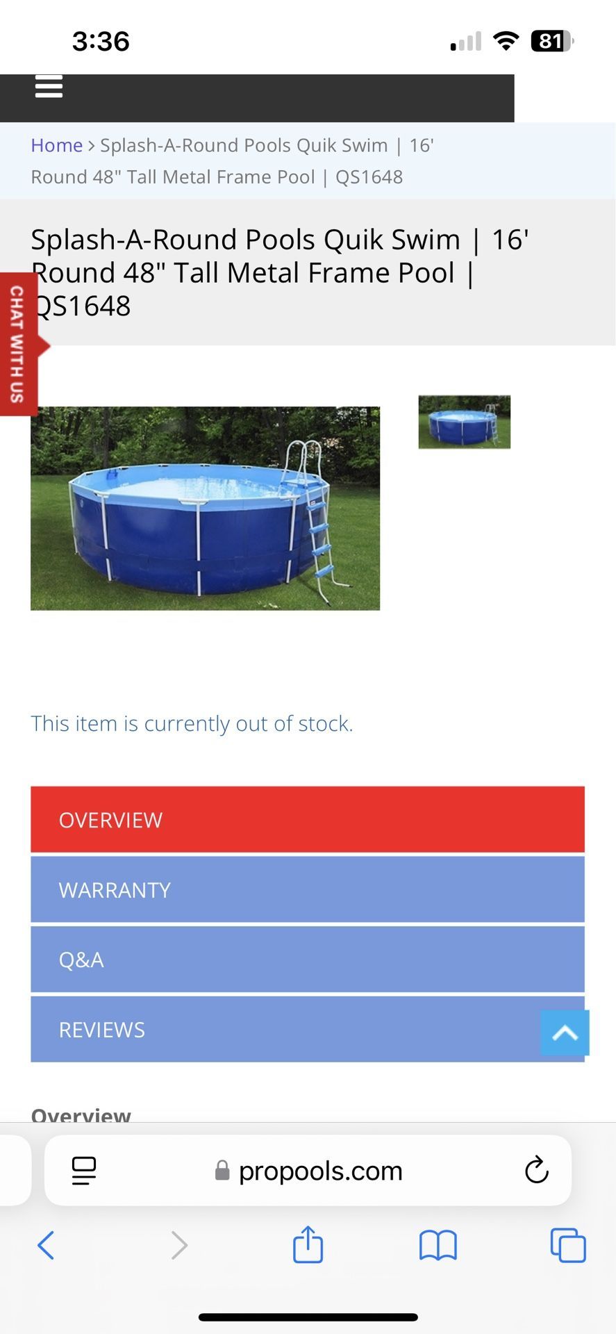 Quickswim 16'x 48” With Upgrades Pool Above Ground
