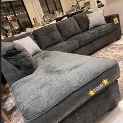 Almost Black Casual Ultra Comfort L Shaped Sectional With Chaise👍Couch Living Room Set🔥New Brand🌟Delivery Available 🚛