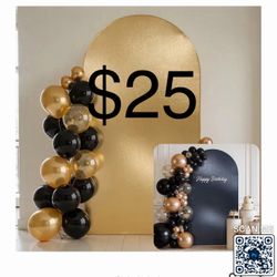 Gold Black Glitter Arch Backdrop Cover 7.2FT, Double-Sided Reversible Sequin Shimmer Chiara Cover with Zipper, No Shed Stretchy Spandex for Wedding Ba