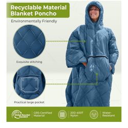 ATEPA Wearable Sleeping Bag, Recycled Warm Camping Wearable Blanket Poncho for Outdoor Sports, Camping Gifts for Women Men