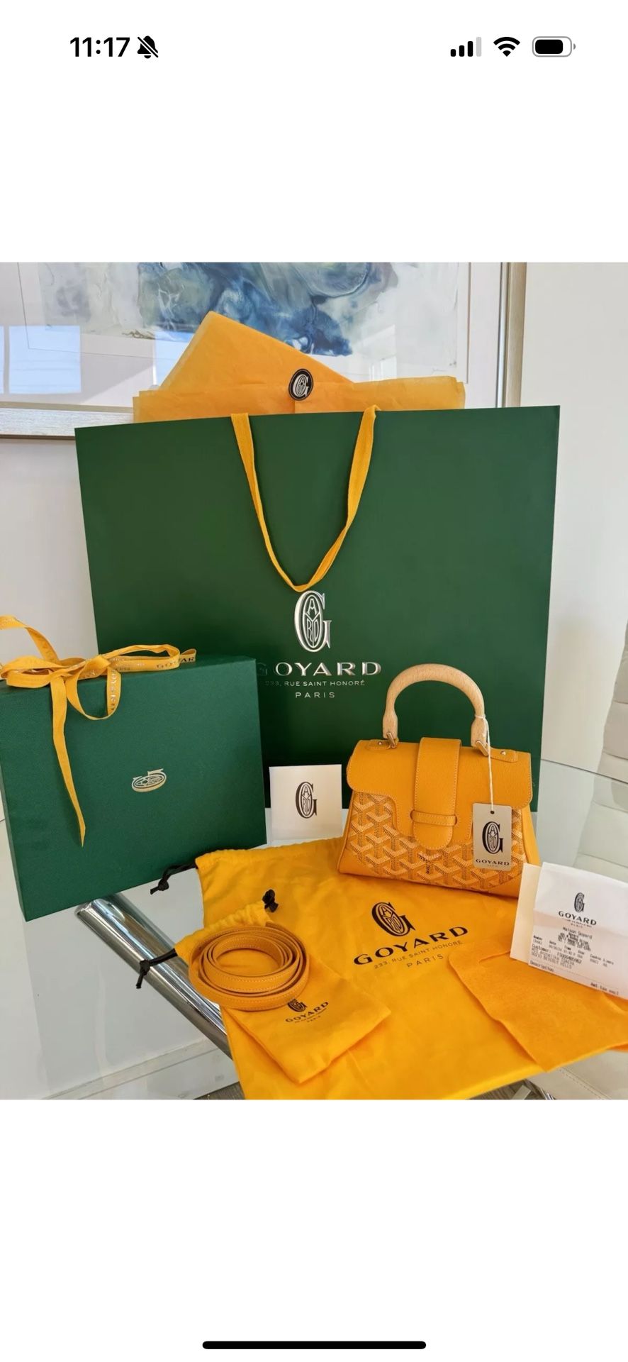 Authentic Goyard Saigon Souple Mini Bag – Yellow – Rare Color – Excellent Condition