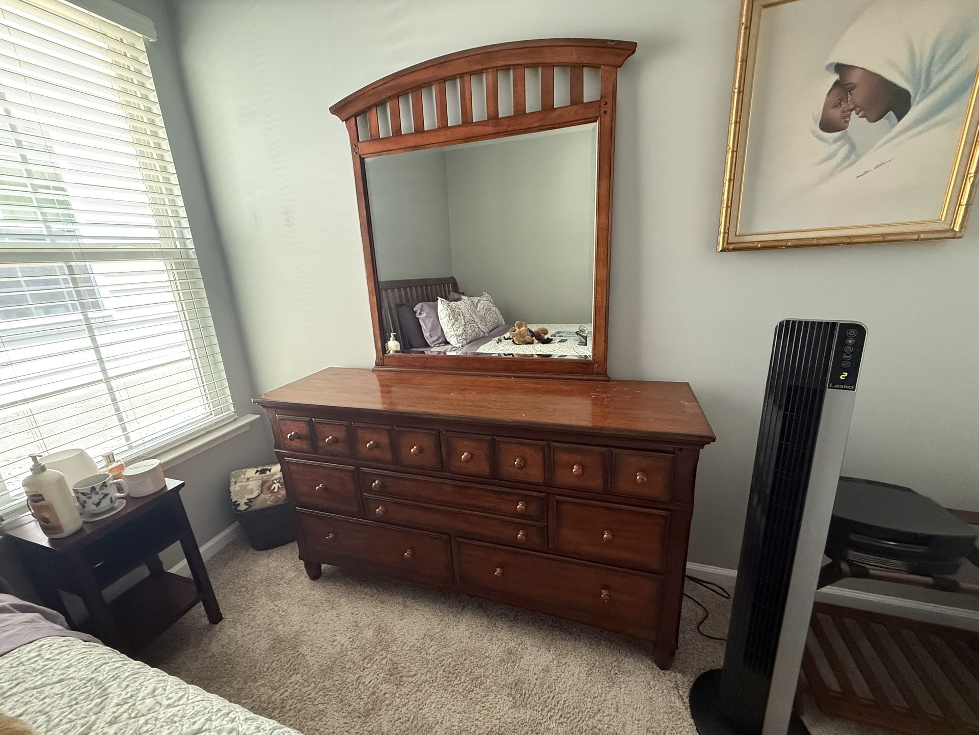 3-piece Solid Wood Queen Bed & Dresser Set