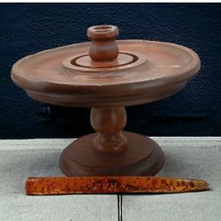 Vintage candle holder and lucite candle.
Vintage Mid Century Rustic Hand Turned Candle Holder~Candleholder 8.5”Vintage lucite candle 
