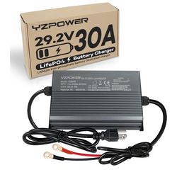 YZPOWER 29.2V 30 Amps LifePO4 Battery Charger for Marine Boat RV Lawn Motor Motorcycle Golf Cart，24v Deep Cycle Rechargeable Batteries Charger AC-DC C