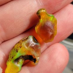 15.95ctw [2pcs.] Welo MINES ETHIOPIAN FIRE OPAL COLORFUL ROUGH
