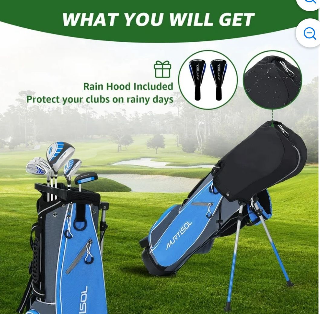 XDriveMax 6-Pieces Golf Club Set, Junior Complete Set for Ages 9-12 with Stand Bag, Right Handed,2 Head Covers,Blue