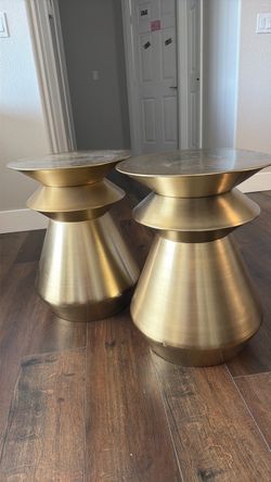 Set of 2 Gold Accent / Side Tables – Modern Design