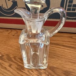 Antique Glass Oil/Vinegar Cruet — With Handle & Original Stopper