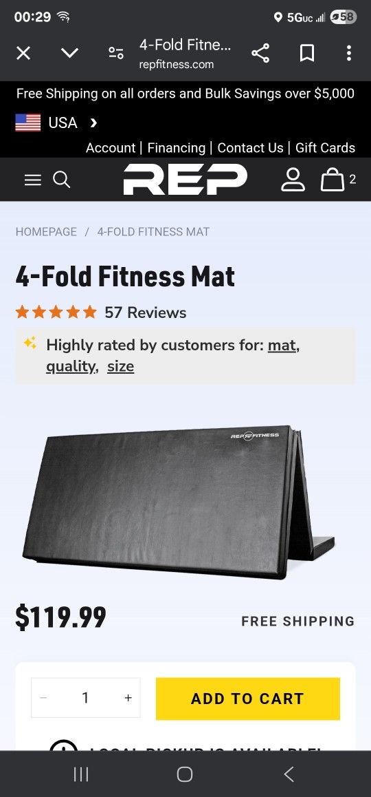 Rep Fitness 4 Fold Exercise Mat