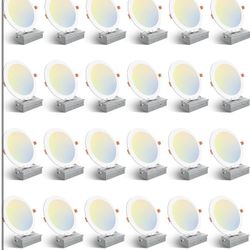 Brand New In The Box- Amico 24 Pack 8 Inch 5CCT Ultra-Thin LED Recessed Ceiling Light with Junction Box, 2700K/3000K/3500K/4000K/5000K Selectable, 18W
