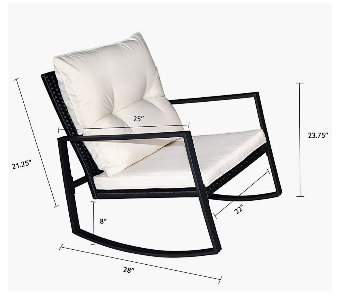 2 Piece Outdoor Rocking Chairs Patio Set with Cushions