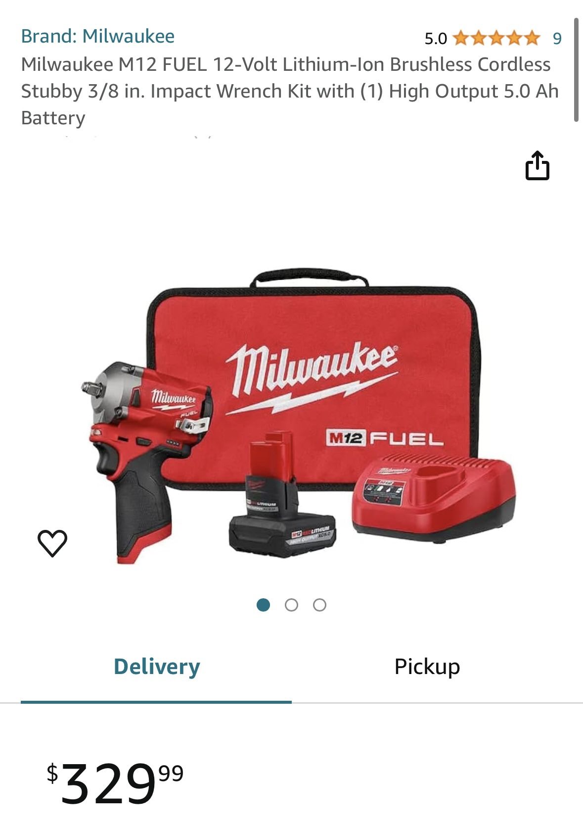 Milwaukee 3/8 Stubby Impact