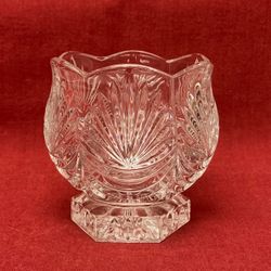 Lead crystal votive candle holder 24% heavy vintage made in USA 