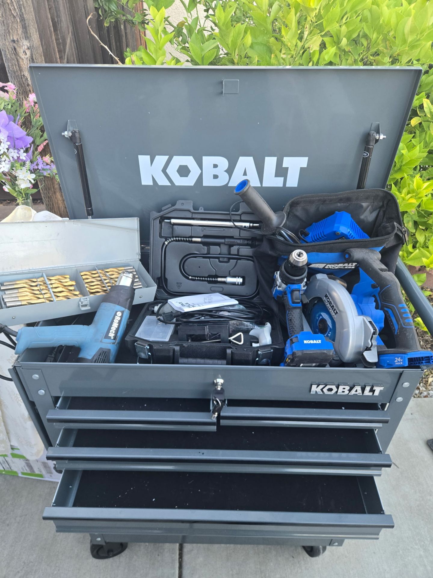 Kobalt Rolling Tool Cart + Kobalt 24V Cordless Tool Bundle – Loaded Setup