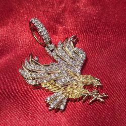 10k Yellow Gold Diamond Eagle Pendant 7/8 ctw 