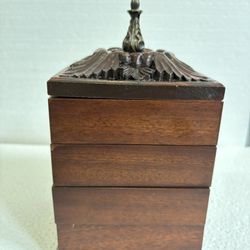 Vintage Tiered Jewelry Box Wood 