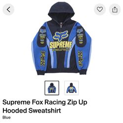 Medium Supreme Fox Racing Zip Up Hooded Sweatshirt