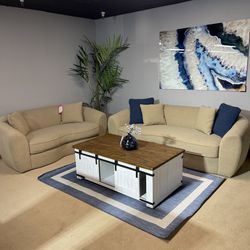 Carmel Mocha Bouclé Living Room Set / 2pc