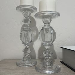 Set of 2 Glass Candle Holders – $15
