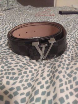 Louis Vuitton Belt Black ND Gray With Silver Belt