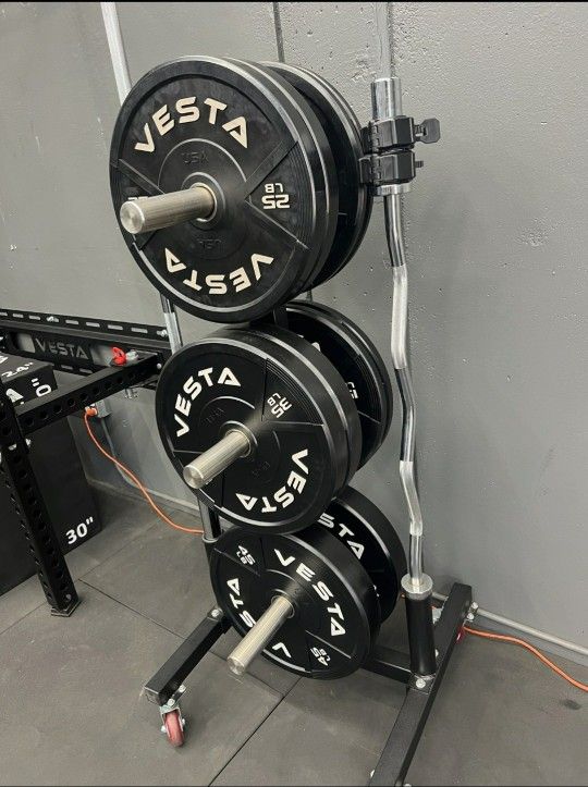 NEW Bumper Plates, Rubber Olympic Weights, Home Gym Weight Set, Folding Squat Rack, Adjustable FID Bench Press, Stall Mats, Rubber Flooring