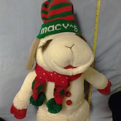 

Lamb chop stuffed animal, Macy’s 23 inch tall

