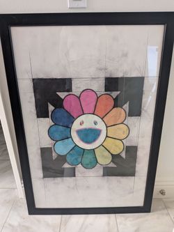 Murakami flower framed picture